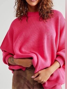 Free People Easy Street Pink Tunic Oversized Sweater Size S